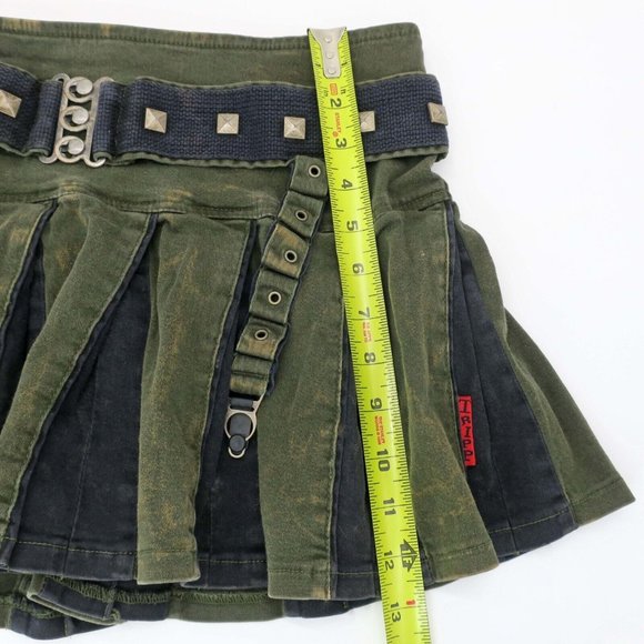 Tripp NYC Vintage Militia Army Green Pleated Mini Skirt Y2K Mall Goth Punk Large - Picture 11 of 11